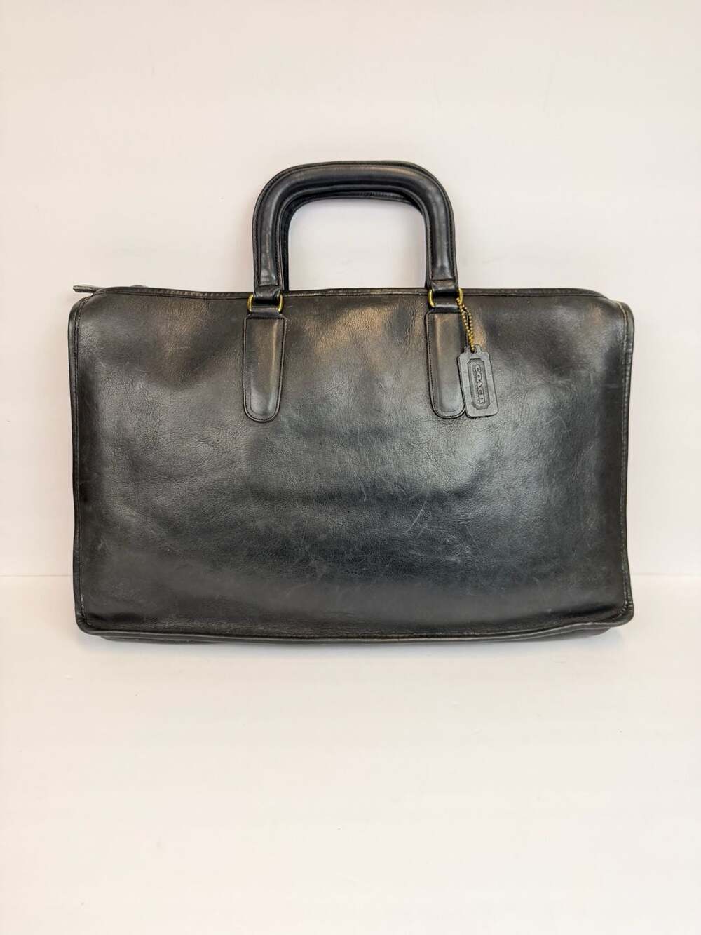 Vintage Coach Slim Briefcase Portfolio in Black Glove-Tanned Leather